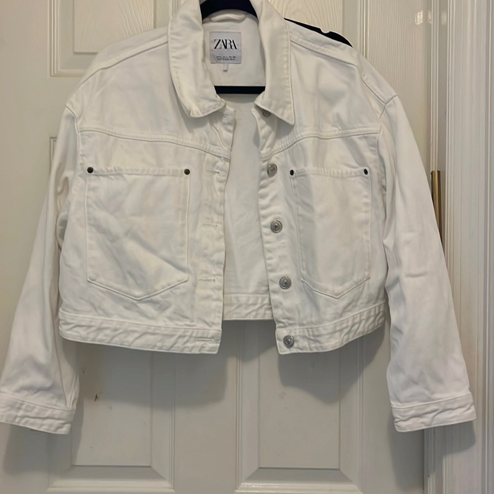 Zara large white denim jacket